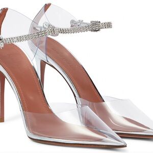 Amina Muaddi Transparent Heels with Silver and Gold Details